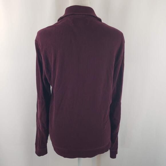 Polo Ralph Lauren Wine 1/4 Zip Collared V-Neck Elbow Patch Long Sleeve Sweater S - Picture 5 of 12